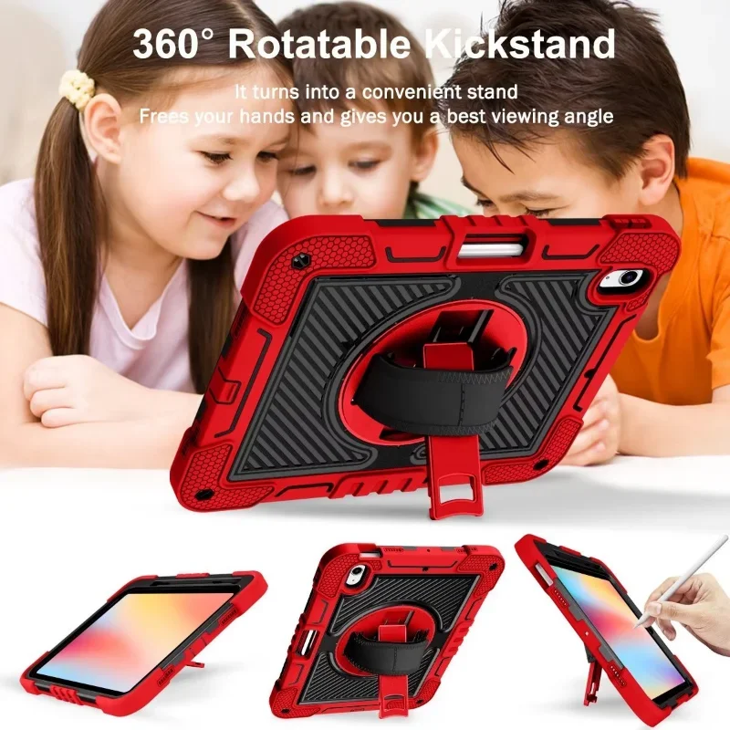 Étui IPad Enfant Avec Poignée Et Béquille 360° - Compatible IPad 10.2 (7e/8e Gén), IPad Pro 10.5, IPad Air 10.5 - Rose, Protection Antichoc, Bandoulière Incluse
