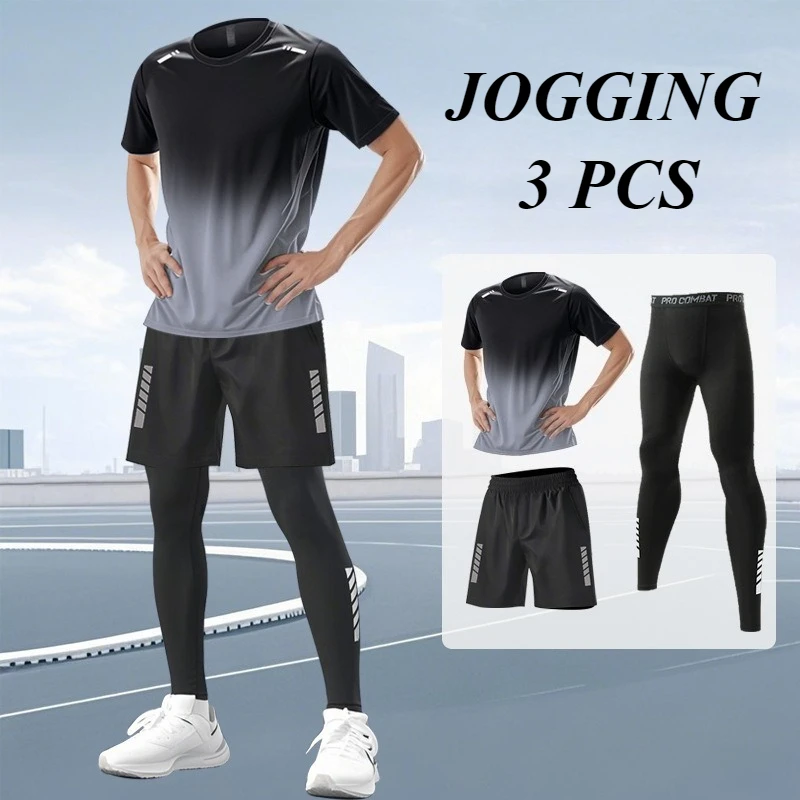 2025 Sommer ICE Silk Sport-Sets Herren-Basketball-Laufanzüge 2–3 Stück T-Shirt Fitness Schnelltrocknend Bequeme Gym-Sportbekleidung – Detail 4