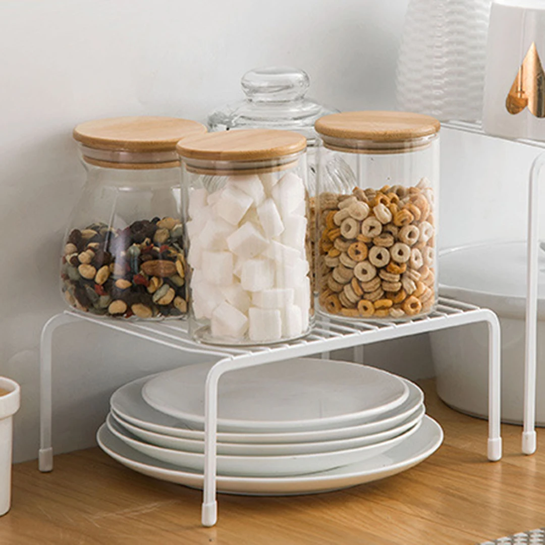 

White/black Multifunction Kitchen Storage Rack Small Size Closet Shelf Dish Drying Rack Iron Spice Holder Household Storage Tool