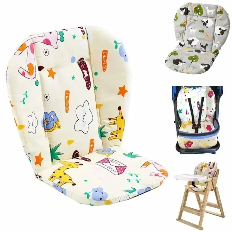 Baby Dining Chair Cushion Thickened Soft Cotton Pad Stroller Seat Cushion Breathable Cartoon Cute Animal Pattern Cushion