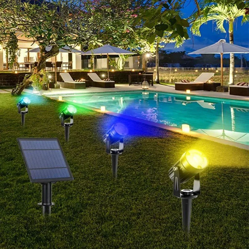 Description Picture 6 of itemNewest 3000K/6000K/RGB Solar LED Light Outdoor Solar Spotlight Solar Garden Light Outdoor IP65 Waterproof Lawn Lamp Wall Light