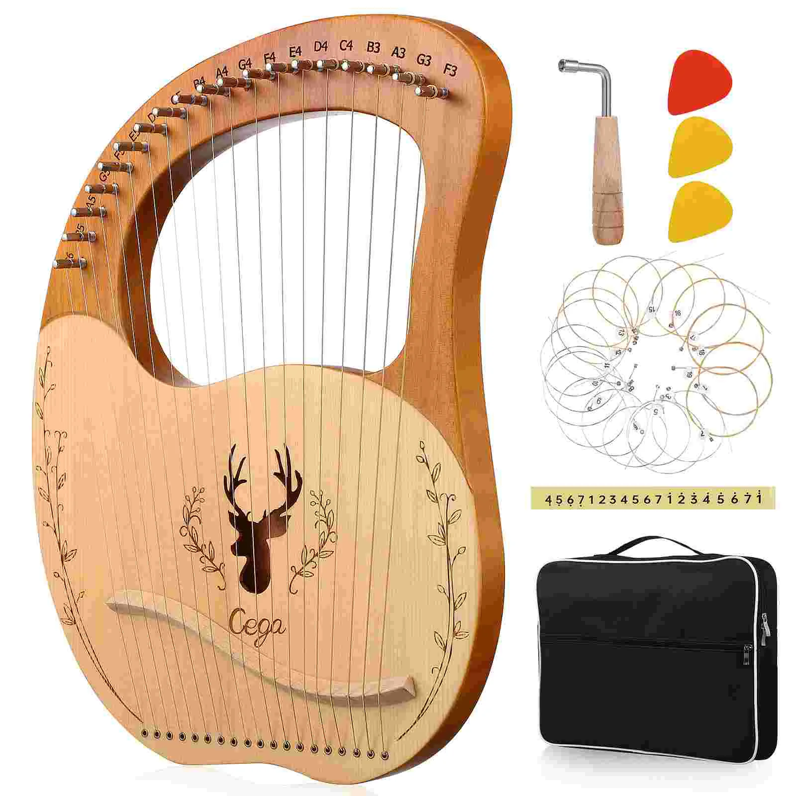 

Lyre Harp музыкальный инструмент портативный с ключом для настройки деревянный Leire полиэстер для начинающих