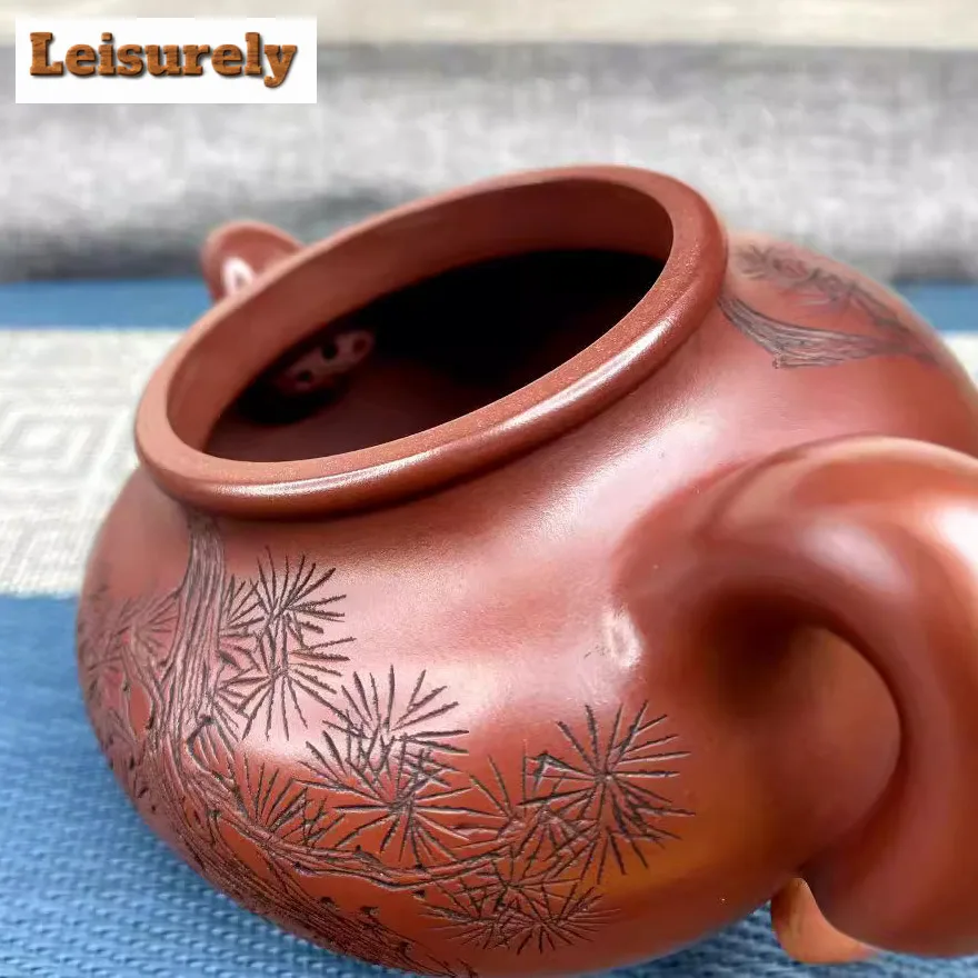 420ml Elegant Yixing Purple Clay Teapots Handmade Lotus Seed Pot Raw Ore Dragon's Blood Sand Mud Tea Soaking Kettle Zisha Teaset