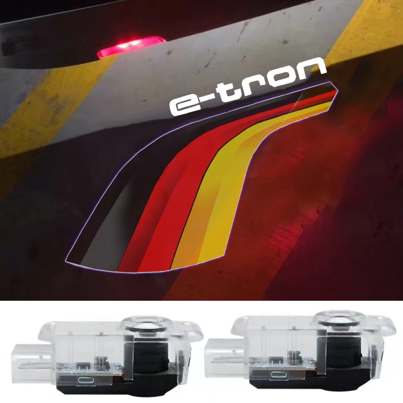 2Pcs Car Door Welcome Lights Logo Per Audi E-Tron 2022 Led Laser Projector Door Light Cortesia Ghost Shadow Lamp Accessori