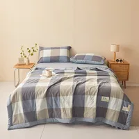 Couverture d'été 100% coton, bien ventilée, de haute qualité, douce pour la peau, respirante, légère, pour lit simple ou double, couette 2
