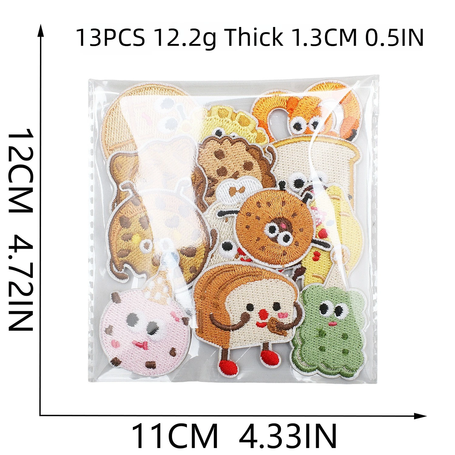 10개 도매 프랑스 디저트 패치, 크루아상 비스킷 자수 열접착 패치 모자 비니 DIY 선물용