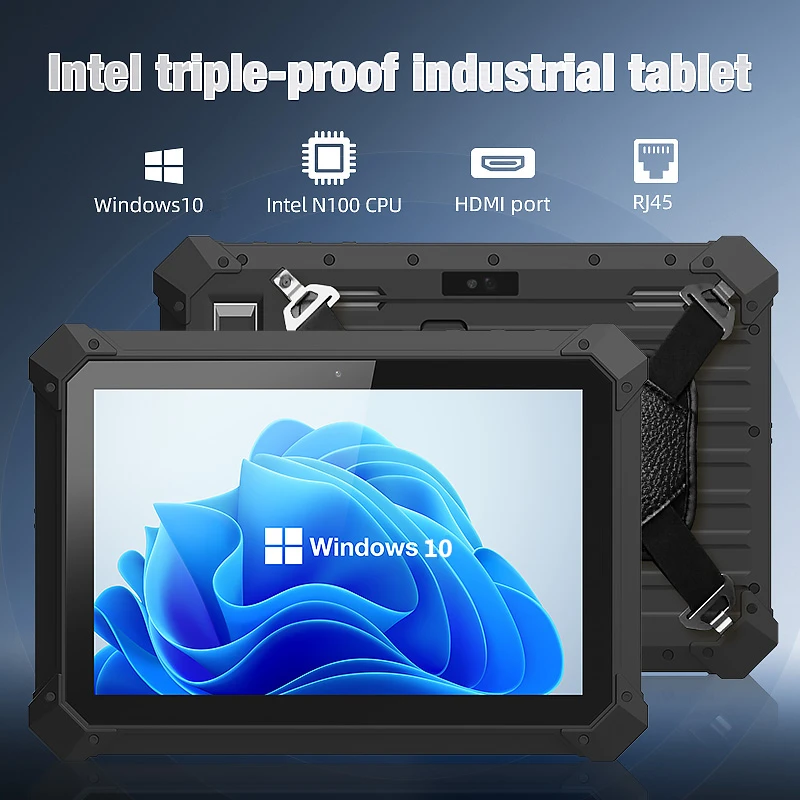 Rugged Tablet Industrial Tablet Windows 11 Wifi Bluetooth RJ45 HDMI 2D Scanner 5000mAh Large Battery Optional UHF Fingerprint Rugged Tablet