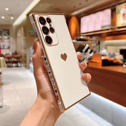 Soft Electroplated Love Heart Silicone Shockproof Phone Case - M12 5G (White)