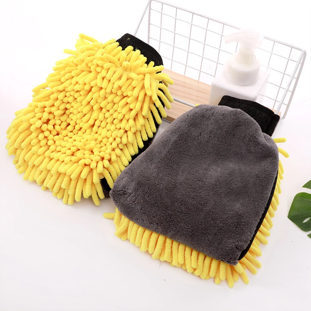 New Waterproof Car Wash Microfiber Chenille Gloves Thick Car Cleaning Mitt Wax Detailing Brush Auto Care Double-faced Glove
