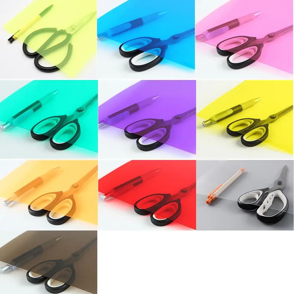 10pcs Transparent A4 Sheet 0.3mm Thickness Coloured A4 Hard Paper Multi-purpose PVC Light Filter Plastic Sheet