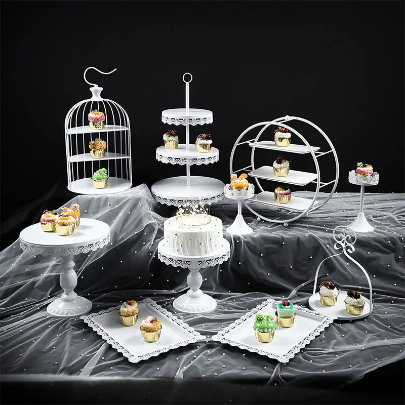 Metal European Stable Dessert Table Cake Topper Display Stand Tray Hand-welded Cold Meal Tea Break Cupcake Rack Home Decoration
