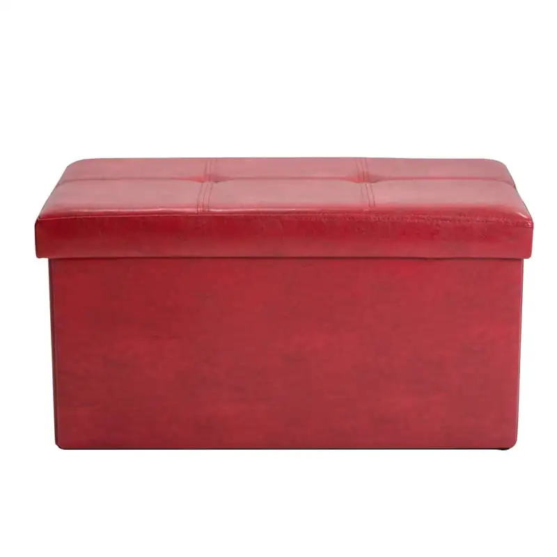 

Leather Double Folding Storage Ottoman in Red Tea knife Green tea Puer tea cake