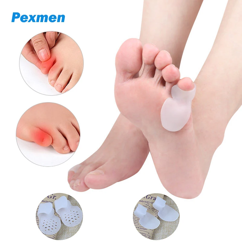 

Pexmen 2Pcs Soft Tailor's Bunion Corrector Pad Bunionette Straightener Pinky Toe Separator Protector Shield Pain Relief Spacer