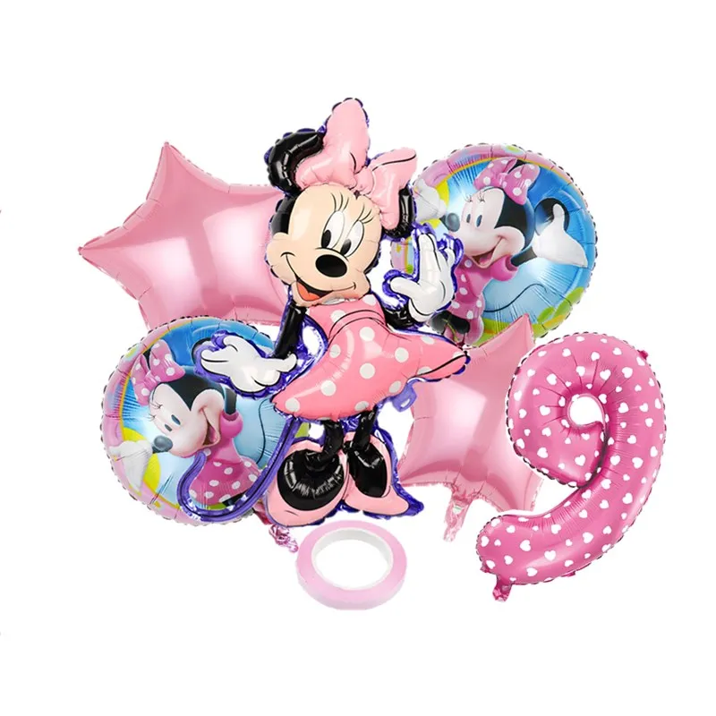thumbnail image 1 of piezas de globos de aluminio de Minnie Mouse para fiestas de cumpleaños de niñas y niños, decoraciones para baby shower, color rosa, 1, 2, 3, 4, 5, 6, 7, 8, 9, juego de globos, suministros, 1 of 5