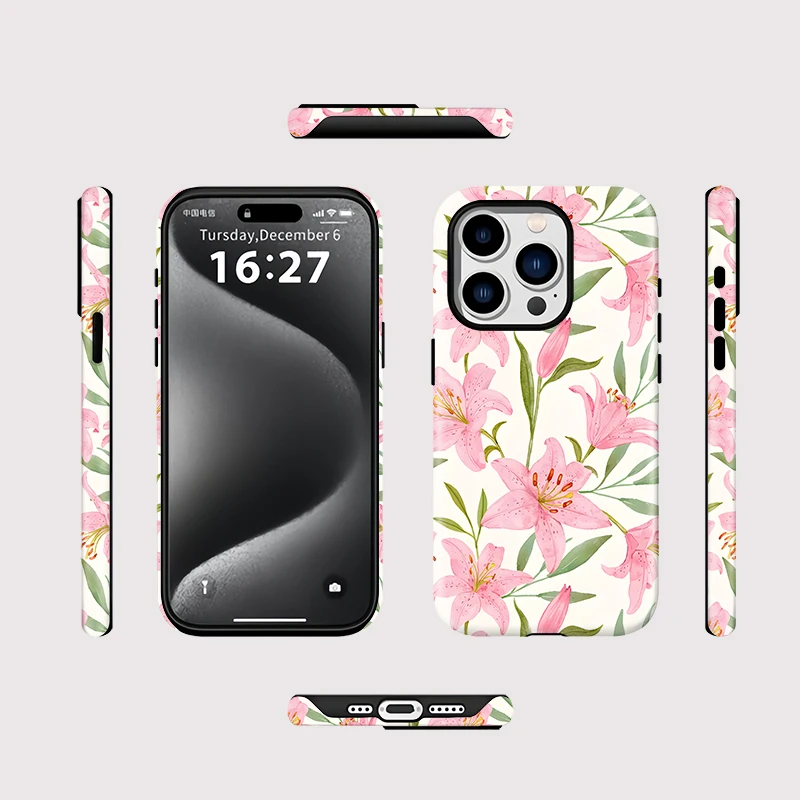 Elegant Magnetic Double-Layer Phone Case with Floral Design