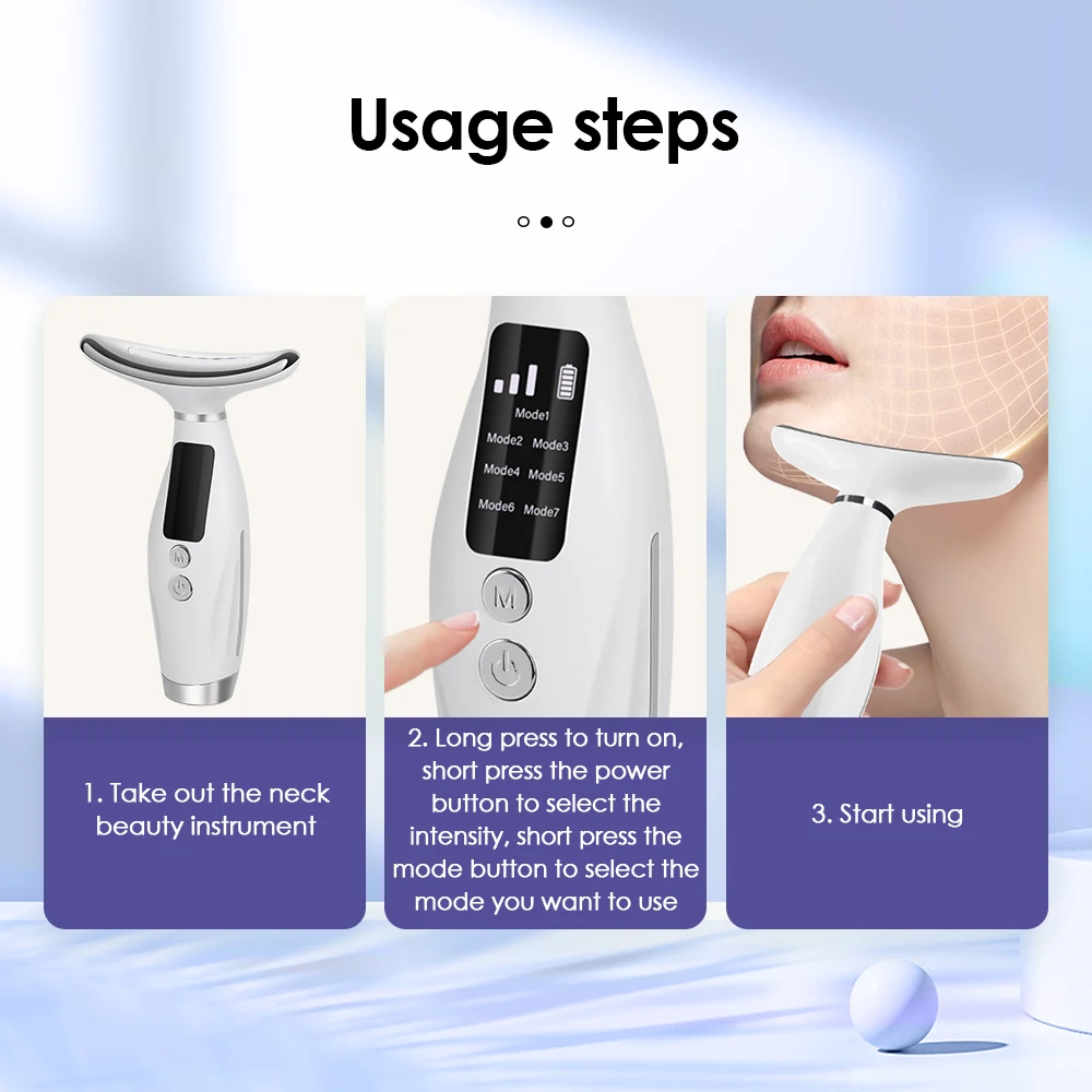 Neck Face Beauty Device, Vibration Massage for Face and Neck, Home Use Skin Care Beauty Device, LED Photon, Face Lifting Machine
