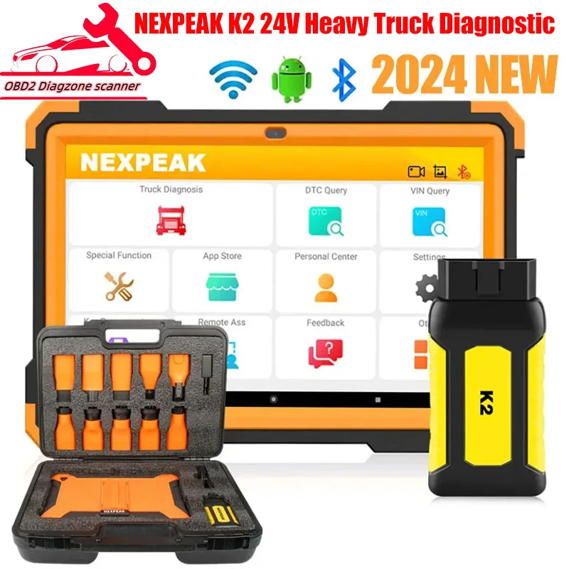 

NEXPEAK K2 24V Heavy Truck Diagnostic Tool Bluetooth All System OBD2 Code Reader DPF Oil EPB Reset OBD 2 Diesel Trucks Scanner