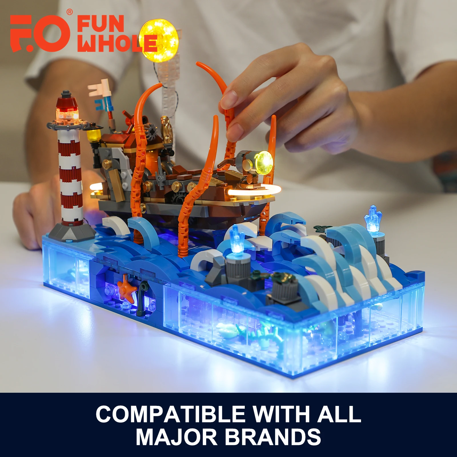 Funwhole Building Blocks Set with LED Lights - Ocean Adventure Ship 824 PCS  Construction Bricks Model Toys for Teen and Adults - AliExpress