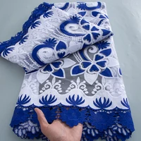 Blue Mesh Tulle Lace Fabric Sequin French Luxury Bride Dress Embroidery African Lace Fabric 2026 High Quality Net Material A3812