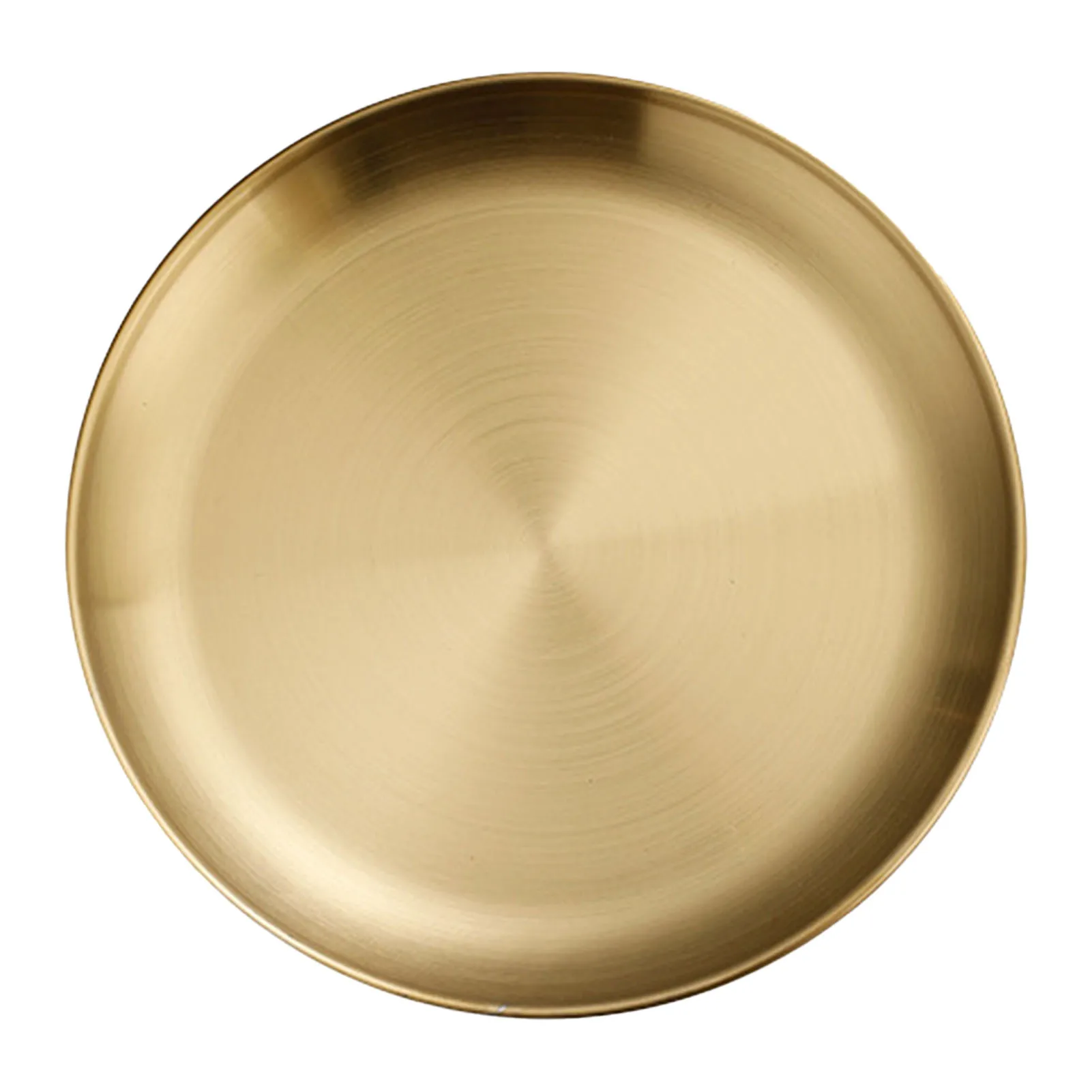 Golden Plate Stainless Steel Plate Golden Metal Round Dinner Dishes Reusable Rustproof Serving Tray for Home Kitchen Party