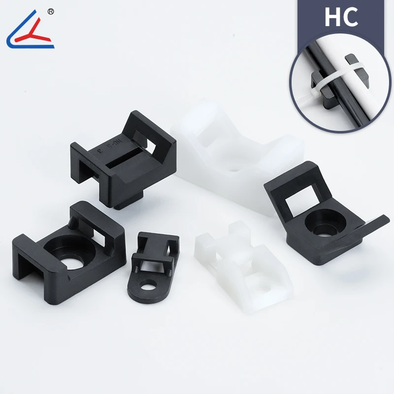 Cable tie mounts for wire management. Can be permanently fixed to walls or desks. Ideal for cable organization at home