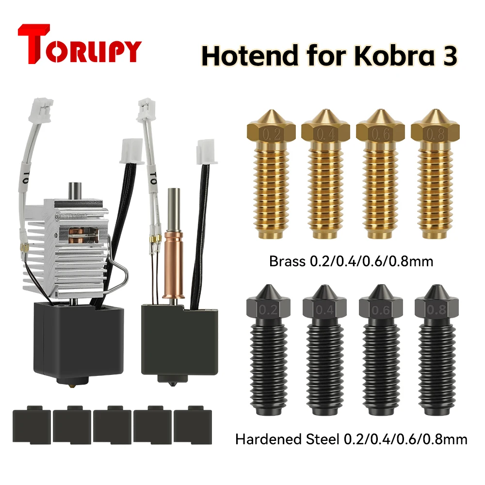Produktbild von 3er-Set 0,4 Mm Gehärtete Stahldüse Für Anycubic Kobra X – Inkl. Bürste, Schnellwechsel, Bis 300°C