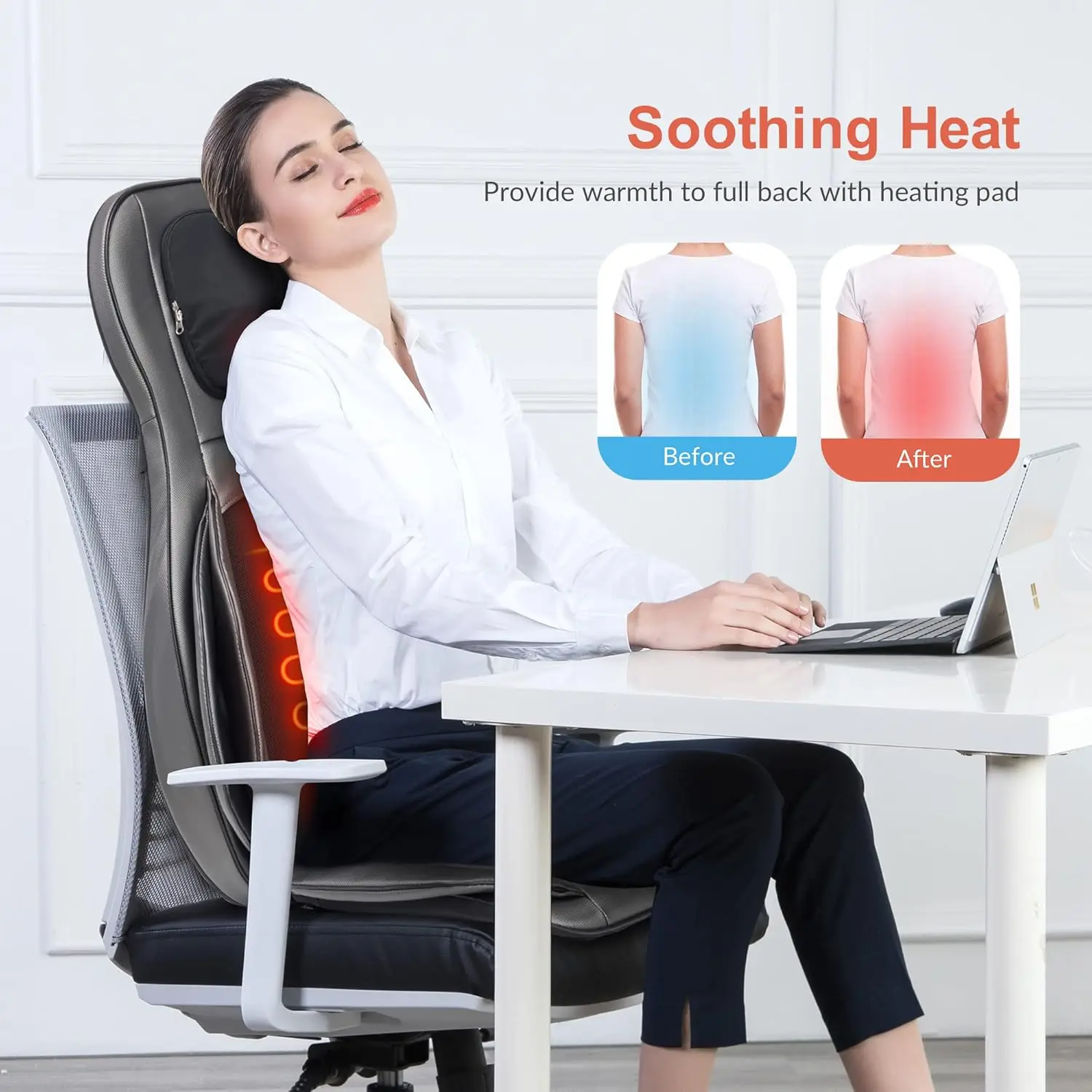 Kneading Massage Chair Pad, Adjustable Compression Seat Massager 4