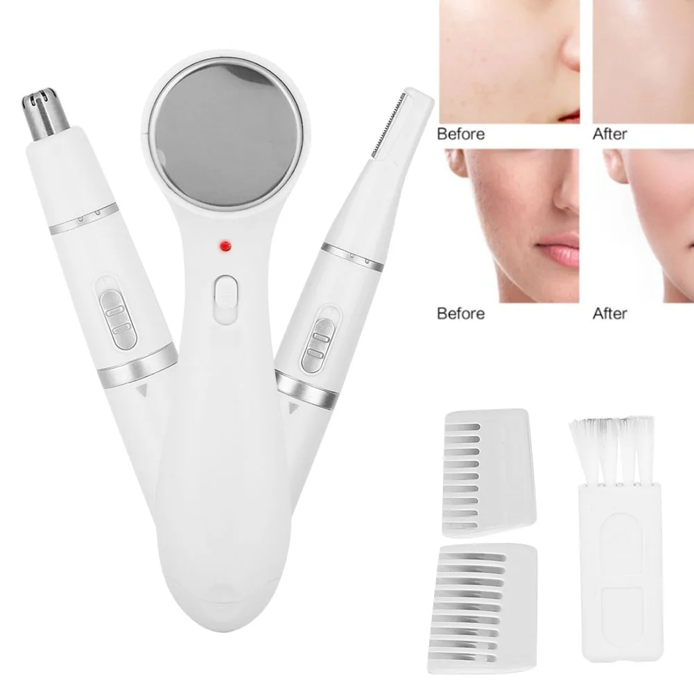 Washable Multiple Function Ultrasonic Vibration Ion Facial Beauty Machine Body Hair Trimmer Hair Shaver Set Face Beauty Device 6 in 1 men s hair clipper set beard shaver electric body hair trimmer nose trimmer haircut kit fully washable usb rechargeable