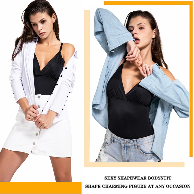 Women Deep V Neck Tummy Control Smooth Shapewear Bodysuit Full Body Shaper Push Up Butt Lifter Slimming Sheath Underwear Corset