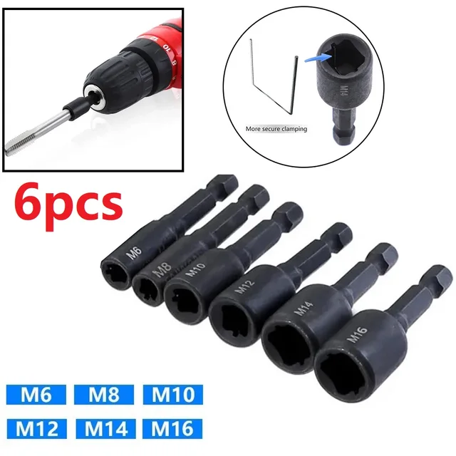 6-Piece 1/4-Inch Drive Metric Hex Bit Socket Set - Sizes HW3 To HW8 For Factory & Repair Shop Use