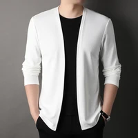 New Slim Fit Cardigan for Men, Thin Spring and Autumn Outerwear, Long Sleeve Casual Trendy Versatile Pure Color Slim Fit Autumn 1