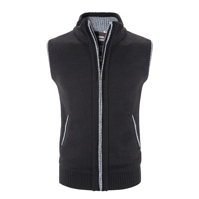 

Autumn Winter Outerwear Zipper Sleevel Sweater Jacket Men Vest Sweater Vest Men Thick Warm Sleeveless Cardigan Coat Knitted Vest