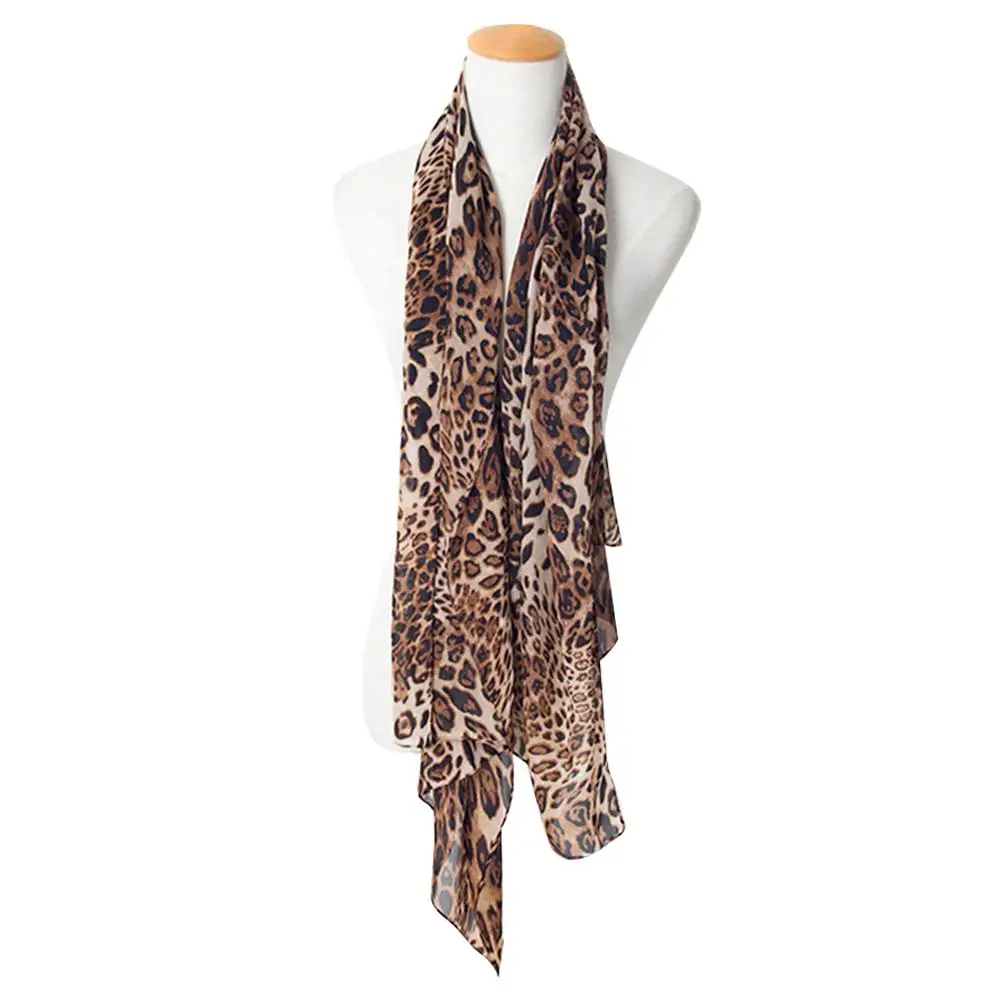 Print Scarf Women Shawl Vintage Leopard Print Scarf Fashion Soft Chiffon Shawl Scarf Women Winter Animal Print Leopard Scarves