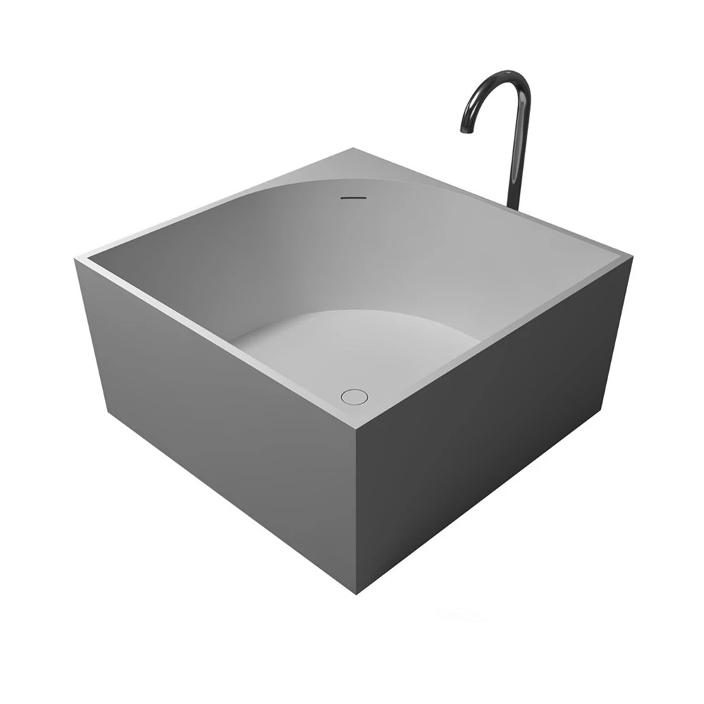 1050x1050x605mm Solid Surface Stone Acrylic Bathtub Freestanding Floor Mounted Integrated Corian Tub WD022