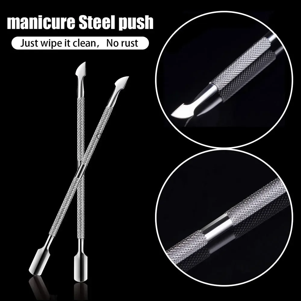 1pcs Stainless Steel Cuticle Pushers Dead Skin Remover Double Sided Finger Nail Cuticle Pusher Manicure Nail Care Pedicure Tool