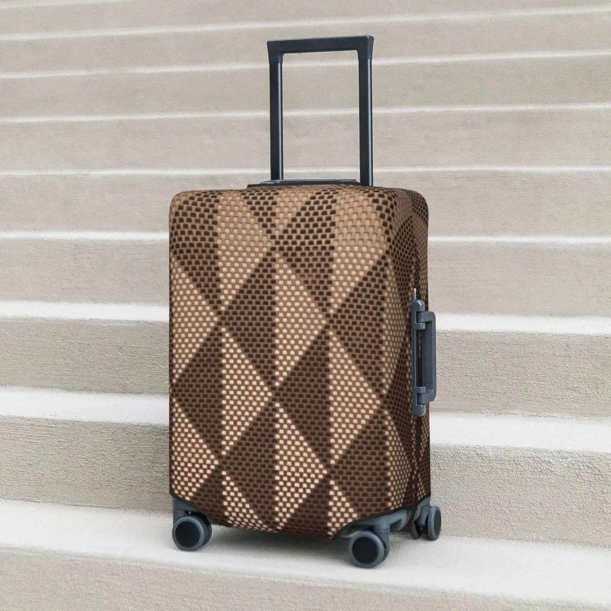 

Gold Rhombus Pattern Suitcase Cover Abstract Geometric Travel Protection Holiday Fun Luggage Case