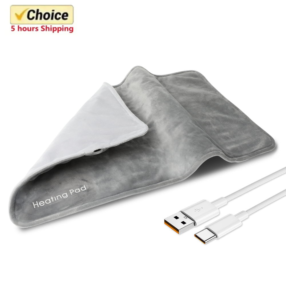 USB 5V Electric Heating Pad for Cramps & Back Pain Relief,Heat Pad with 59 INCH Cable,Mini Heated Blanket,19.6*11.8 INCH,Grey
