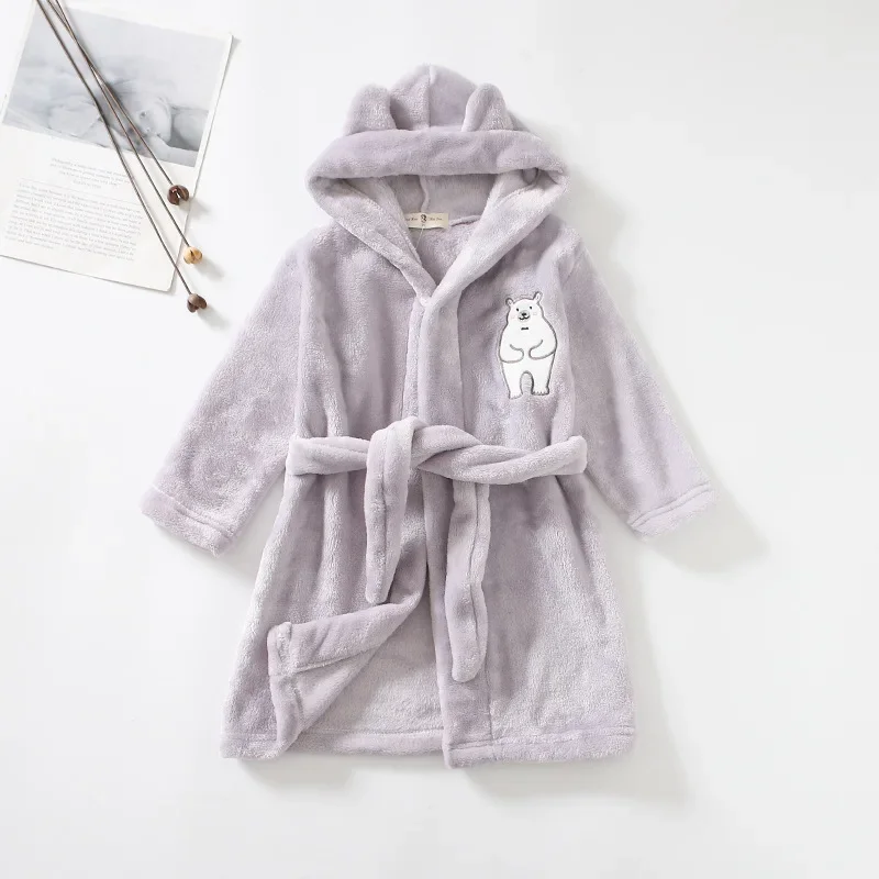Kids Bathrobe for Girl Children Clothing Girl Flannel Bath Robe Clothes Boy Cartoon Night Robe Kids Pajamas For 1-8 Years