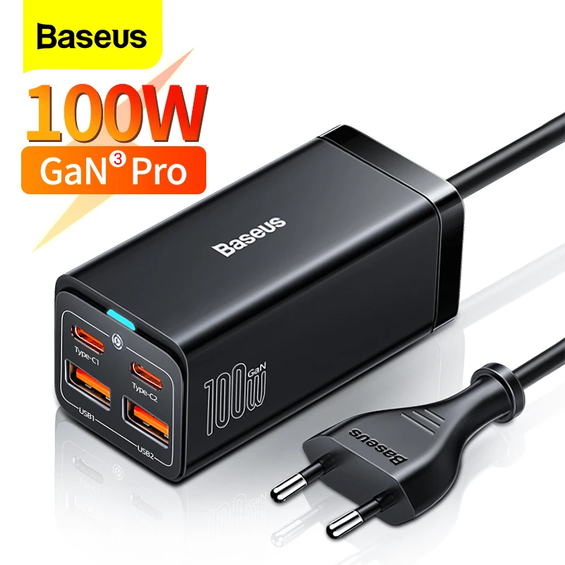 Baseus GaN 100W 65W Desktop Charger Quick Charge 4.0 QC 3.0 PD USB C Type C  USB Fast Charging For MacBook Samsung iPhone Laptop|Mobile Phone Chargers|  - AliExpress