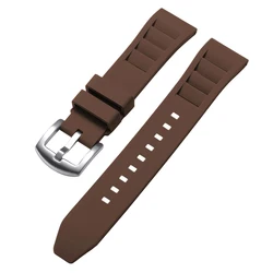 Premium Silicone Watch Strap - Soft Rubber Quick Release Band - 22mm (Brown)