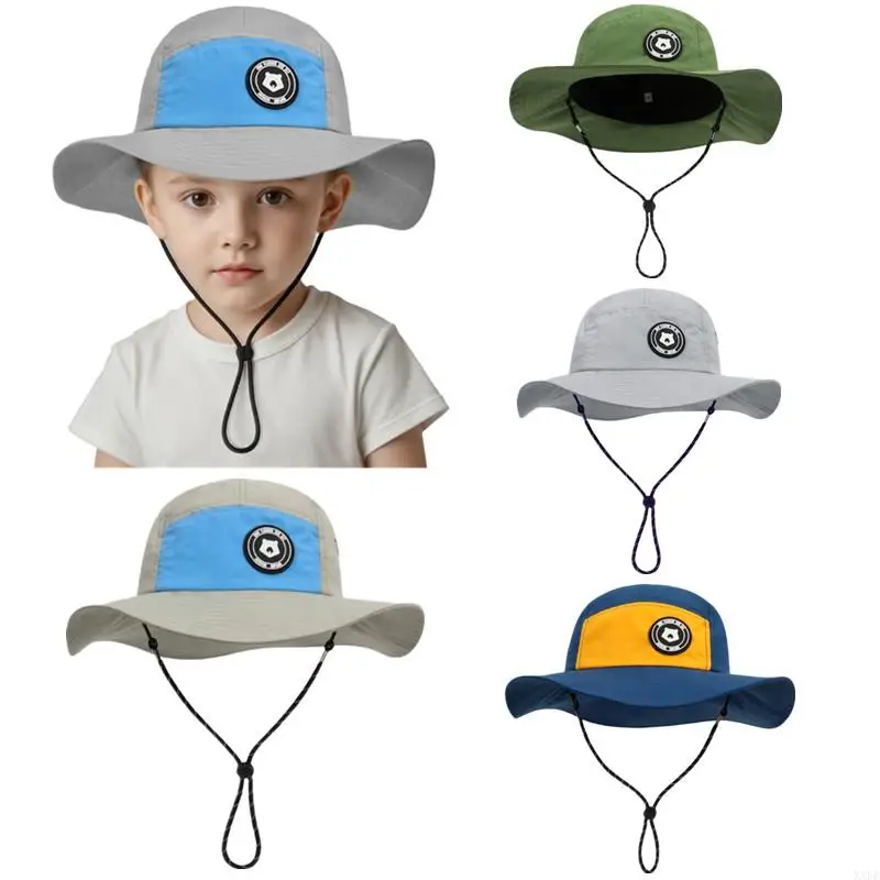 Solid Color Quick Dry Summer Baby Sun Hat Adjustable Nylon Children Fisherman's Hat Kids Outdoor Large Brim Bucket Cap Panama 6