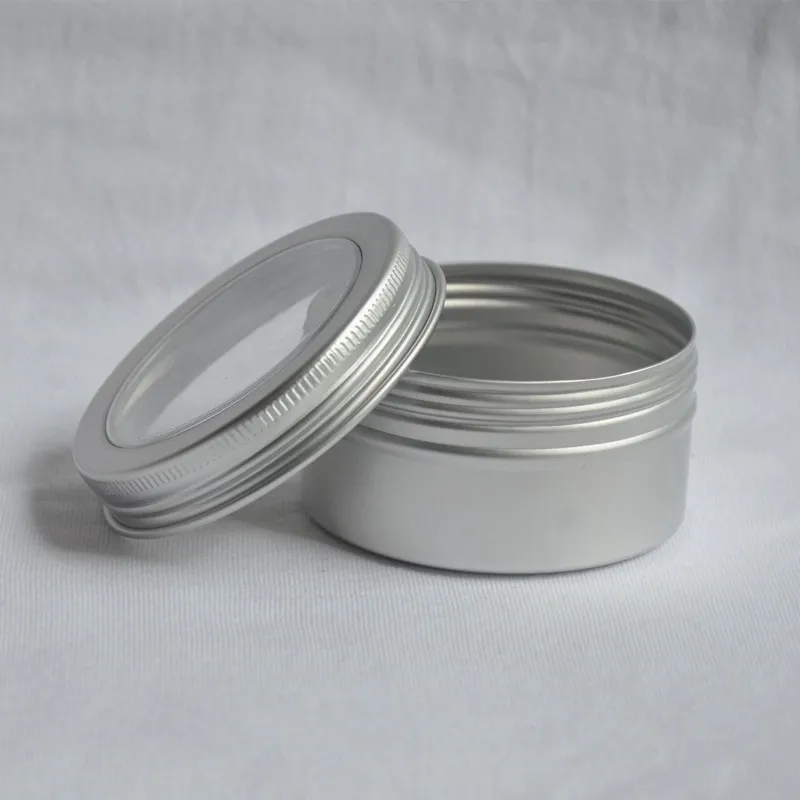 200pcs 80g Empty Aluminum Tin Jar With Clear Window Lid Round Nail Candle Spice Face Cream Cans Container Jewlery Storage Pot 2