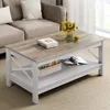 Table 2-Tier Wood Center Table with Storage Shelf for Living Room, Gray, 39.7" 1