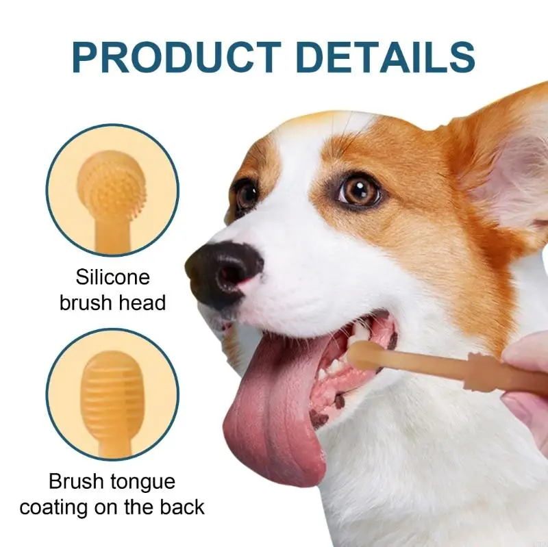360-degree Head Toothbrush Set Silicone for Small Pet Puppy Kitten Teeth Cleani