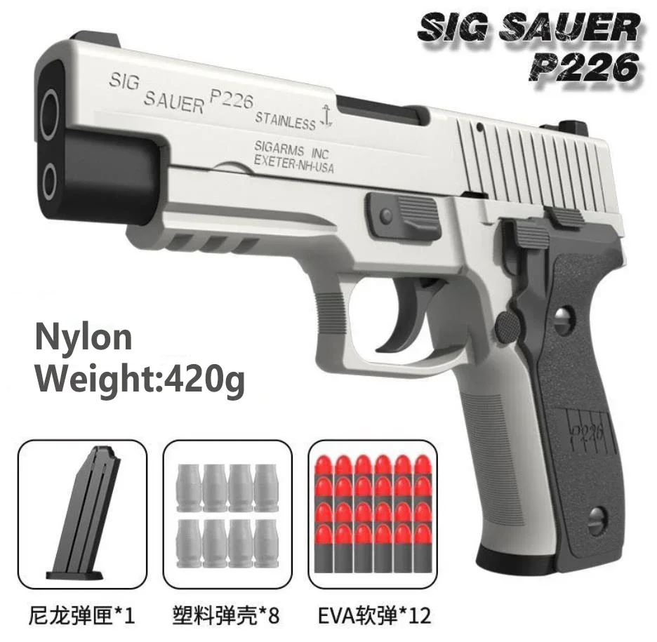 

2024 SIG SAUER P226 Toy Gun Shell Ejecting Soft Bullet Airsoft Pistol Outdoor Weapons Pneumatic Pistola For Adult Boys Gift