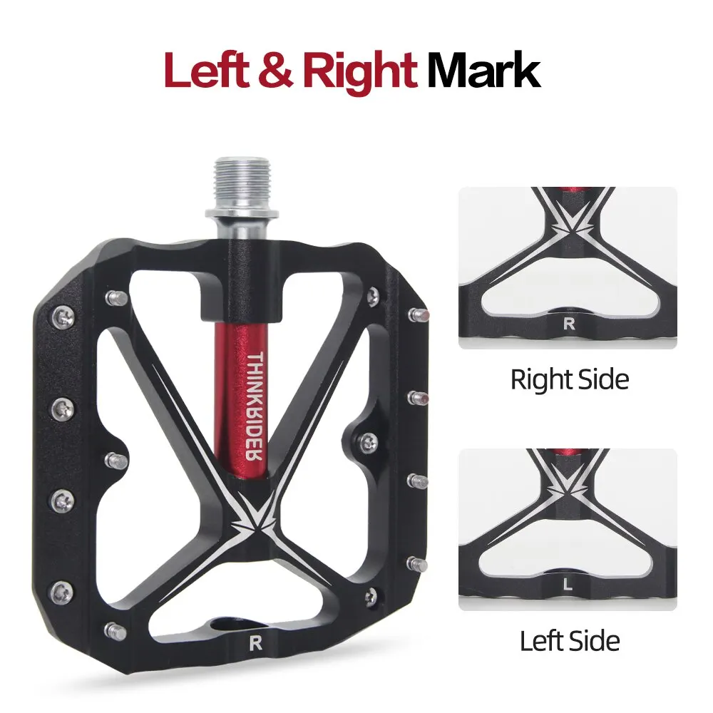Bicycle Pedals ThinkRider Flat Bike Pedals MTB Road 3 Sealed Bearings Bicycle Pedals Mountain Bike Pedals Wide Platform Accessories Part