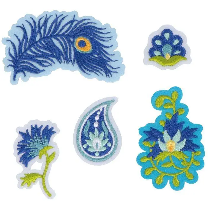 Термоклейкие текстильные патчи-павлин |