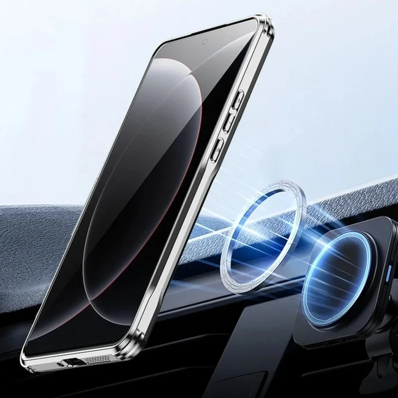 Carbon Fiber Texture Phone Case with Magnetic Charging Ring and Anti-Drop Protection
