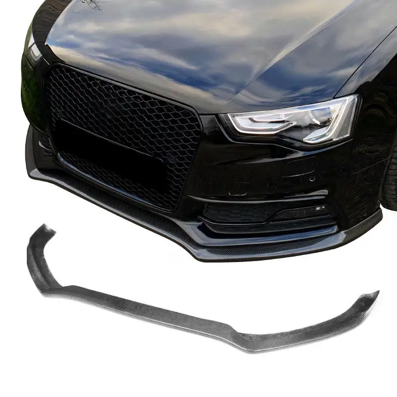 

OEM Style Carbon Fibre Front Bumper Lip Spoiler For Audi A5 S5 B8 B8.5 B9 S Line，100% tested well