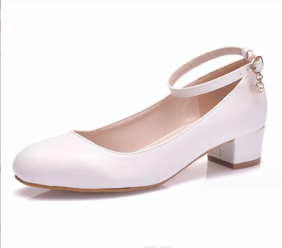 Spring Autumn Wedding Shoes Female White Wedding Shoes High Heel thick with Bottom Fashion Women's Shoes Shallow High Heels Shoe